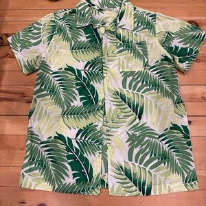 Janie and Jack Green and White Casual Button Down Shirt